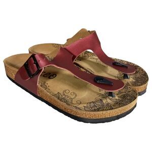 Calceo Thong Sandals Flat Burgundy Womens 39/US 8.5